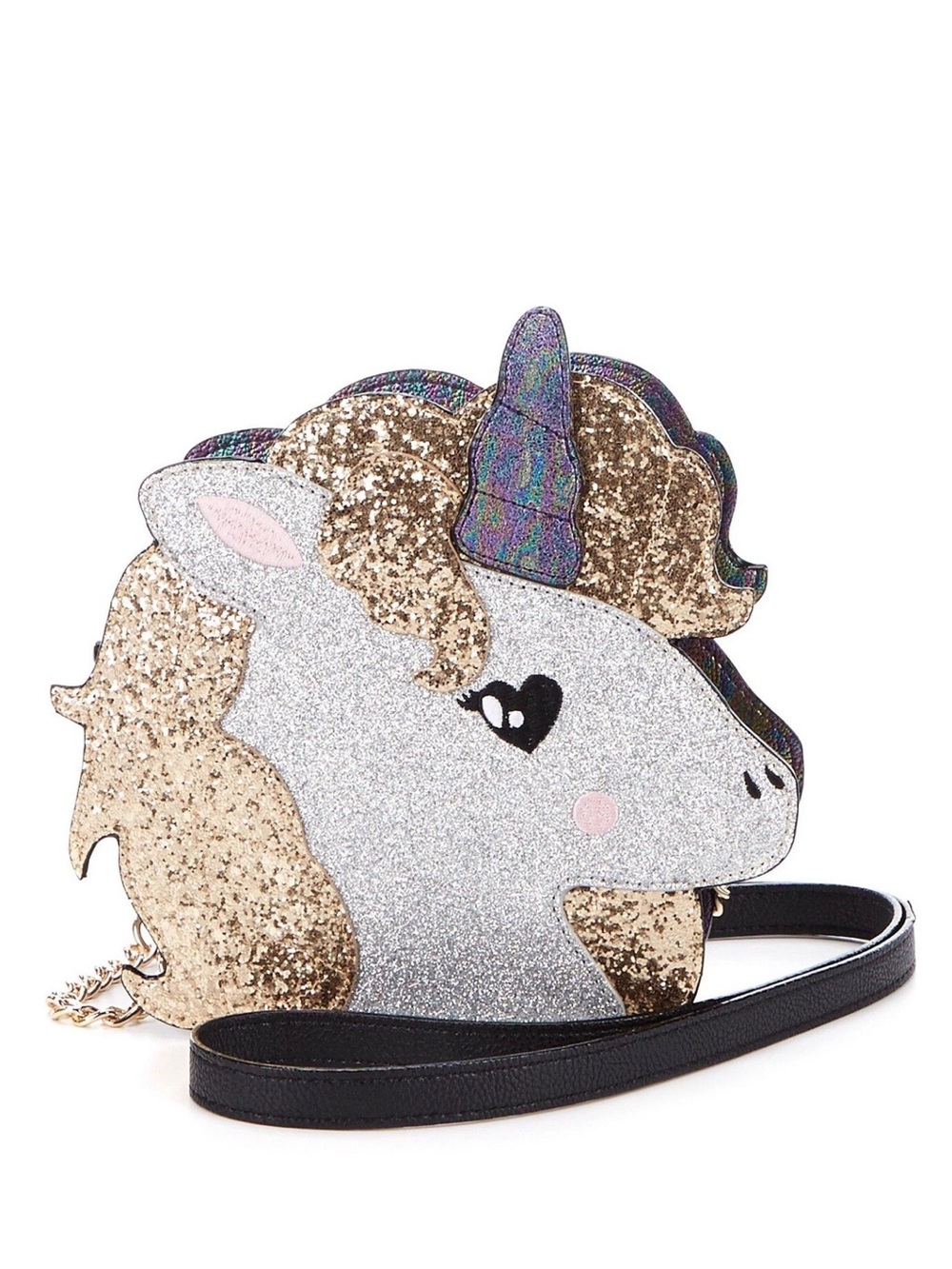 NWT Betsey Johnson Unicorn Faux-Leather Crossbody Bag, Pewter RARE